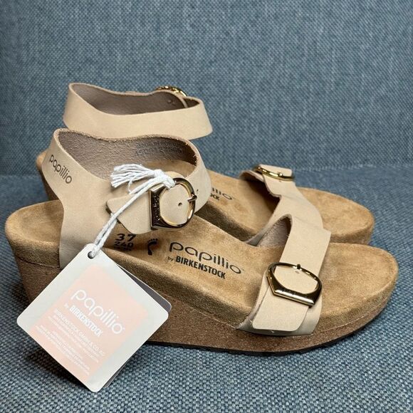 Birkenstock SOLEY Sandcastle nubuck Wedge Sandal women’s size 6 new - Picture 4 of 10